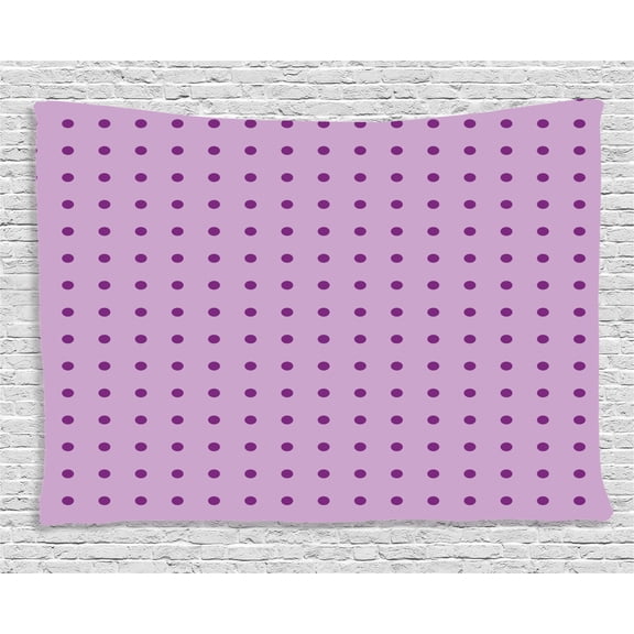 Mauve Decor Tapestry, Trendy Polka Dots Background Nostalgic Stylized Feminine Fashion Artsy Pattern, Wall Hanging for Bedroom Living Room Dorm Decor, 80W X 60L Inches, Plum Lilac, by Ambesonne