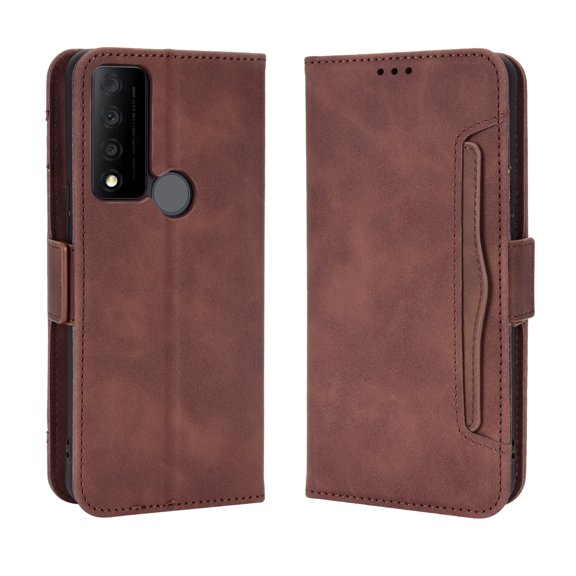 Case for TCL 30V 5G Cover Adjustable Detachable Card Holder Magnetic closure Leather Wallet Case - Brown