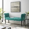thumbnail image 2 of Modern Contemporary Urban Design Living Room Lounge Club Lobby Tufted Accent Chair Bench, Velvet Fabric, Aqua Blue, 2 of 7
