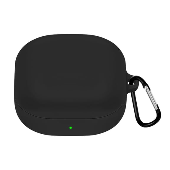 Soft Silicone Wireless Earbuds Protective Case for Samsung Galaxy Buds 2/Buds 2 Pro/Buds Live/Buds Gen 2, Anti-Drop Dustproof Earphone Cover with Carabiner, Support Wireless Charging (Black)