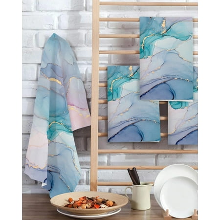 

Marble Turquoise Pink Absorbent Rag Kitchen Cleaning Cloth Dish Towels Waffle Microfiber Wipe Duster
