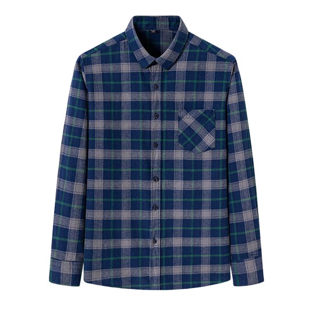 XDZJLR Men Shirts Long Sleeved Pure Wool Plaid Plus Size Fashion Tops