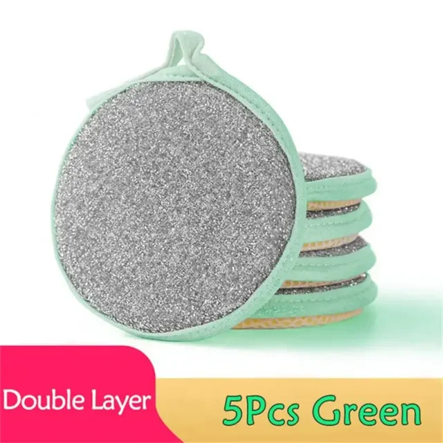 5 esponjas para lavar platos de doble cara, cepillo para lavar platos, ollas, esponjas para lavar platos, utensilios de cocina para limpieza del hogar