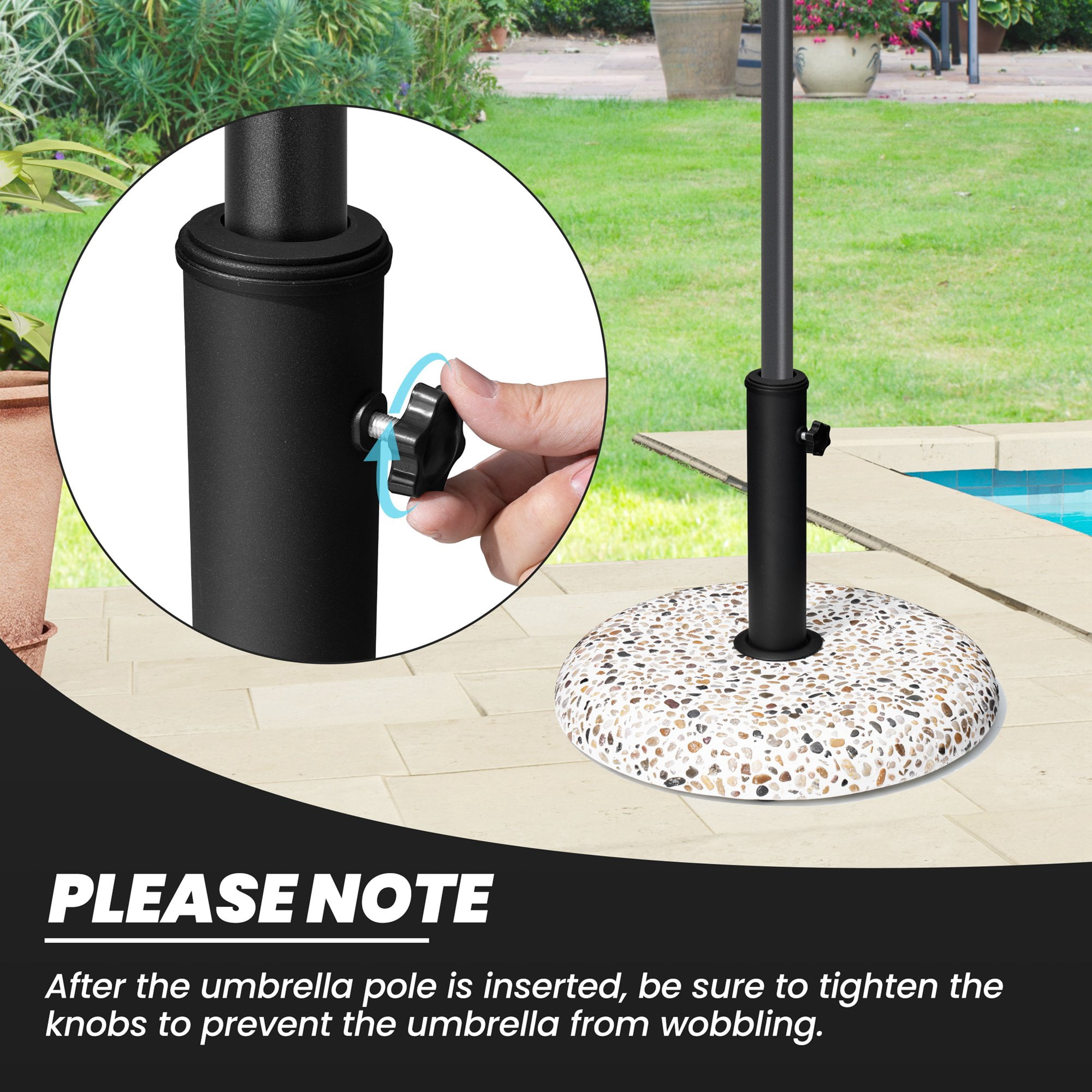 Crestlive Products Patio Umbrella Base, 45 lbs Round Cobblestone Concrete Umbrella Stand