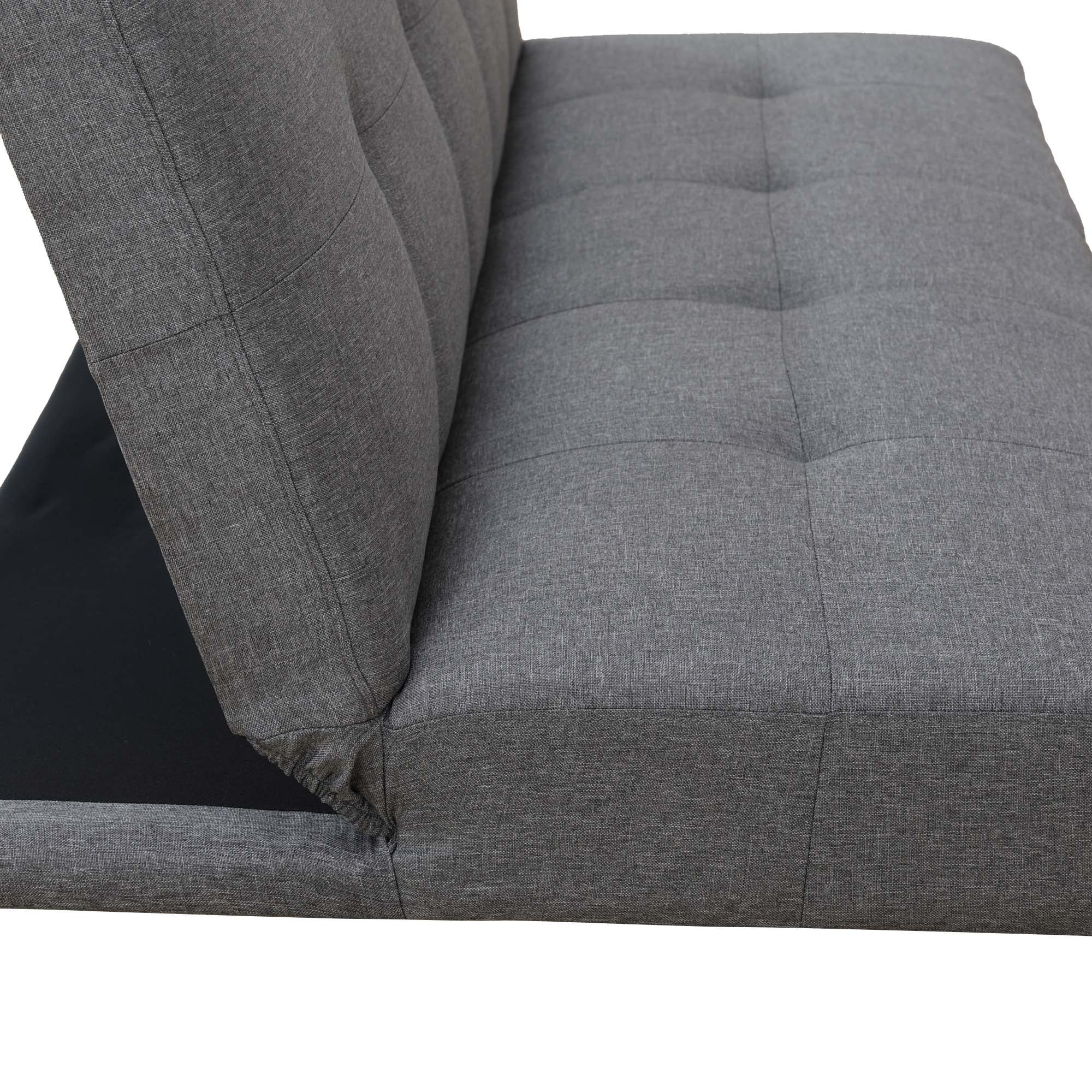 Aukfa Modern Futon Convertible Sofa Bed for Home Office, Tufted Back, Linen, Gray