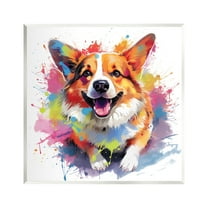 Stupell Industries Happy Corgi Modern Splatter Animals & Insects Painting Unframed Art Print Wall Art, 12 x 12
