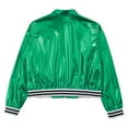 thumbnail image 5 of Riismen Kids Girls Metallic Bomber Jacket Coat Zip Up Outerwear Jazz Hip Hop Modern Dance Top Green 12, 5 of 6