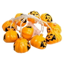 Ghost Face Pumpkin String Lights - 9FT Black Wire with Orange LED Lights, Battery Powered Halloween Decor for Home, Trees, Wall & Garden Parties