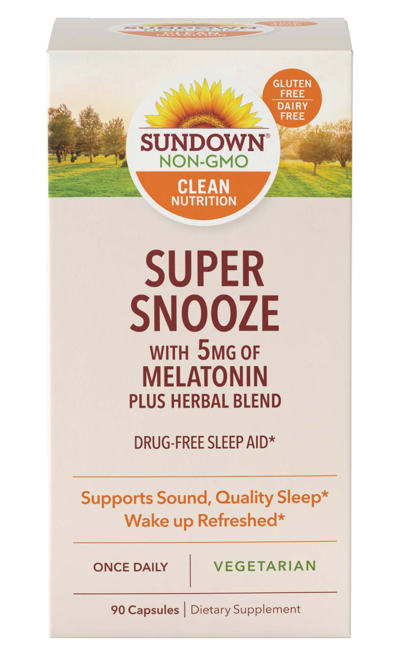 Sundown Super Snooze Melatonin, Dietary Supplement, 5 MG, Capsules, 90 Ct