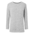 thumbnail image 4 of RMGVDSD Sweaters For Women Side Split Oversized Pullover Tops Crew Neck Long Sleeve Shirt Sweater Solid Color Fashion Pullover Sweater Tops /Light Gray, 4 of 6