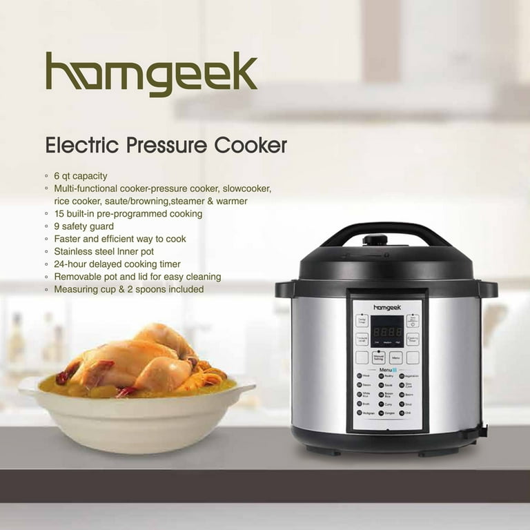Geek Chef 8 Qt 12-in-i Multiuse Programmable Electric Pressure Cooker Oval, Slow  Cooker, Rice Cooker, Steamer, Sauté, Yogurt Maker and Warmer, Non-Stick Pot  Has Cool-Touch Handles, EZ-Lock (GP80Plus) 