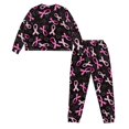 thumbnail image 3 of DISNIMO Women Pajamas Set Breast Awareness Print Long Sleeve Sleepwear Pajama Pants Lounge Sets Casual Round Neck Nightwear Soft 2 Piece Loungewear Set, S, 3 of 7
