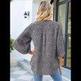 thumbnail image 4 of Blusas de Mujer con Mangas 3/4 y Cuello en V Holgado con Estampado de Pétalos de , Blusas de Trabajo de Negocios Flores Azules M, 4 of 7