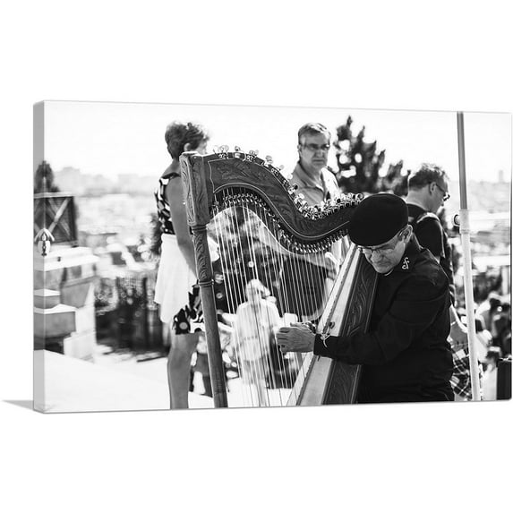 ARTCANVAS Harp Musician Home decor Canvas Art Print - Size: 40" x 26" (1.50" Deep)