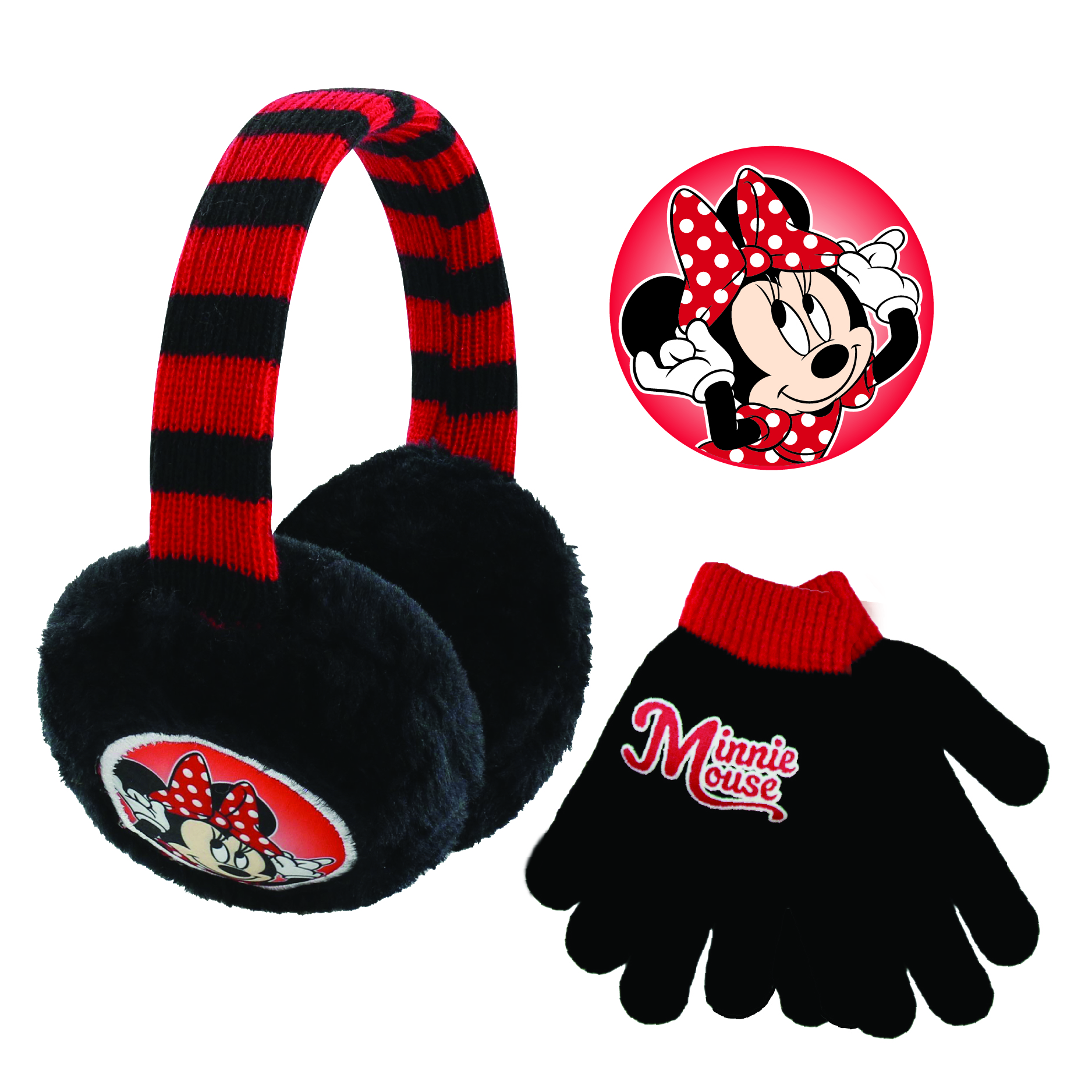 Disney Girls Frozen Elsa /& Anna and Minnie Mouse Earmuff and Gloves Set Age 4-7