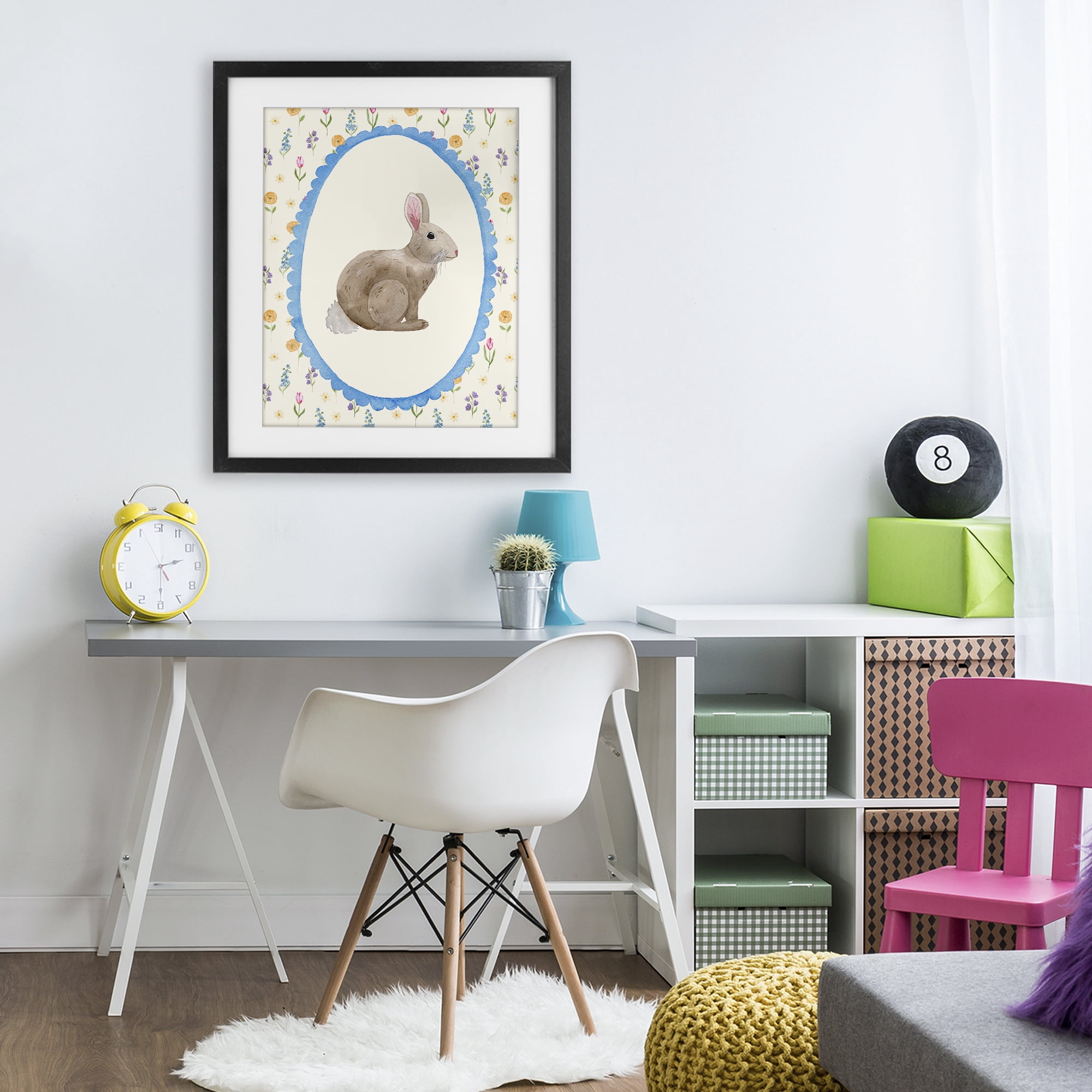 Stupell Industries Delicate Spring Bunny Florals Black Framed Print Under Glass, design by Nina Jacobs