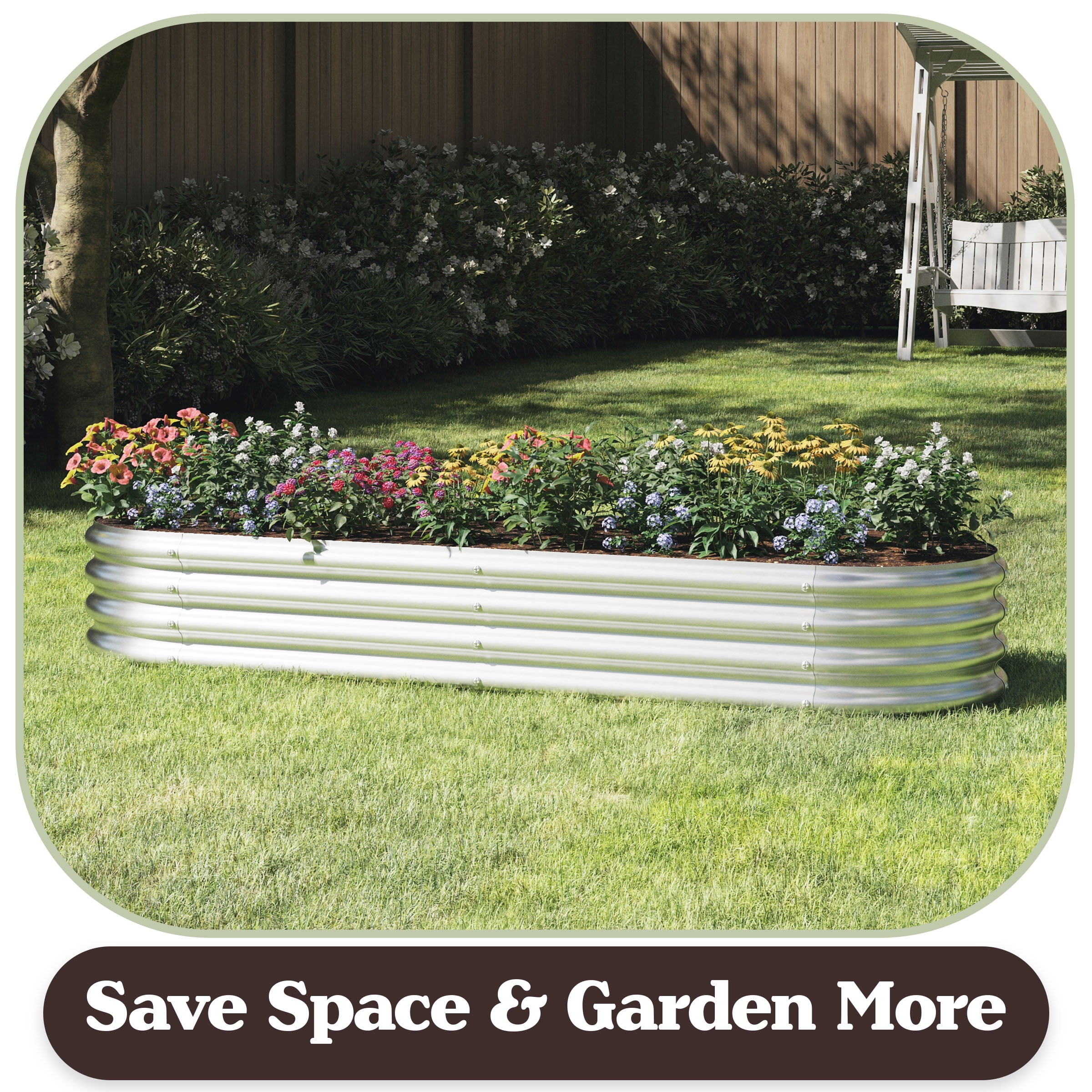 Pure Garden 82"x35" Galvanized Raised Garden Bed, Anti-Rust Coated Metal Planter Box, 7 Cu. Ft Capacity