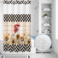 thumbnail image 2 of No Hook Shower Curtain, Sunflowers Rooster Shower Curtains for Bathroom with See Through Top Window, Farmhouse Vintage Beige Wooden Plaid Waterproof & Washable Bath Curtain Stand Up Stall 36"x72", 2 of 9