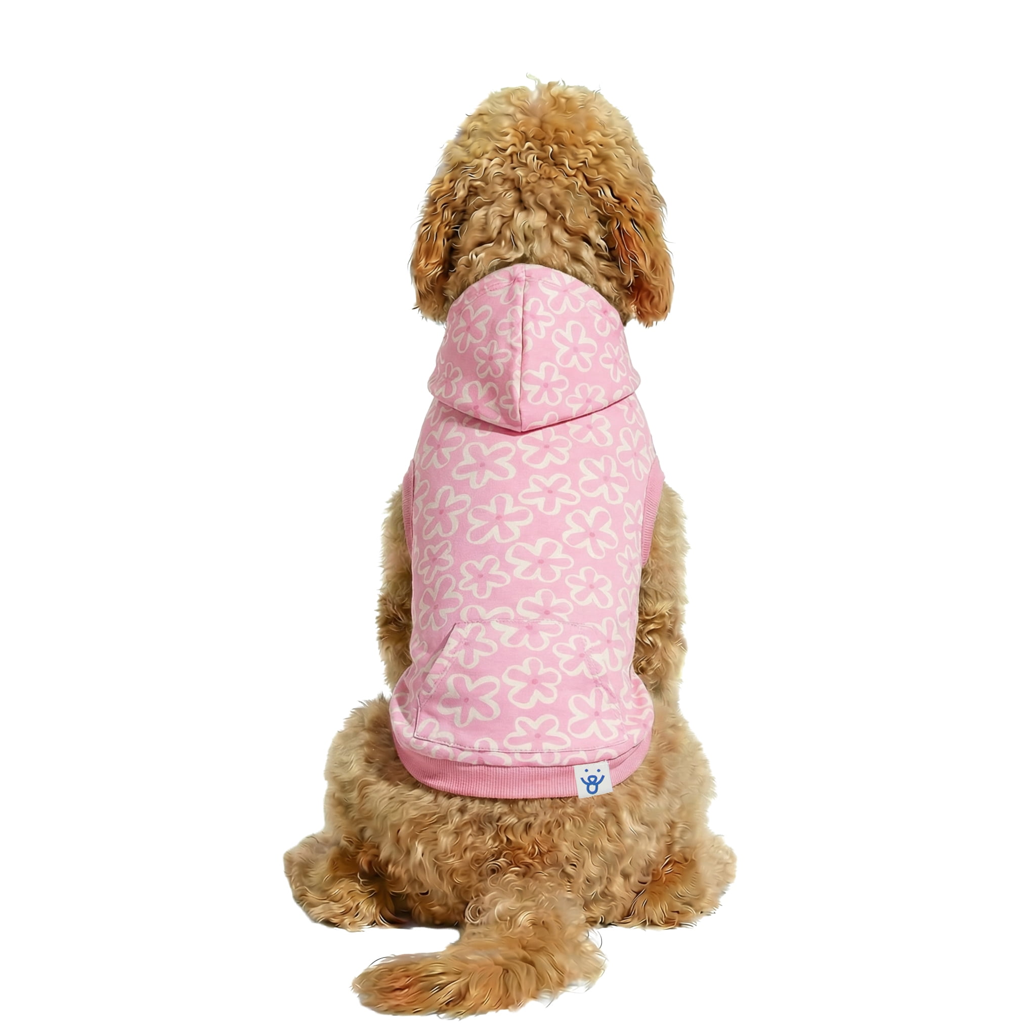Oodles Pink Tropical Blooms Floral Spring Dog Hoodie, Large
