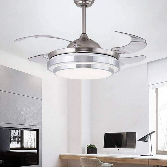 FINE MAKER 36" Remote Control Ceiling Fan Light Invisible Modern Chandeliers Indoor Decor 3 Color change