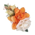 thumbnail image 4 of XASZHN Flower Metal Hair Side Combs Slide Clips Floral Hair Accessory Orange_006 One Size, 4 of 5