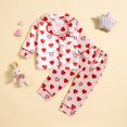 thumbnail image 2 of Otqutp Toddler Girls Long Sleeve Crewneck Sweatshirt Pullover Heart Print Sweater Set Comfortable Home Wear Spring and Autumn Outdoor Sportswear(B-Pink,3-4 Years), 2 of 9
