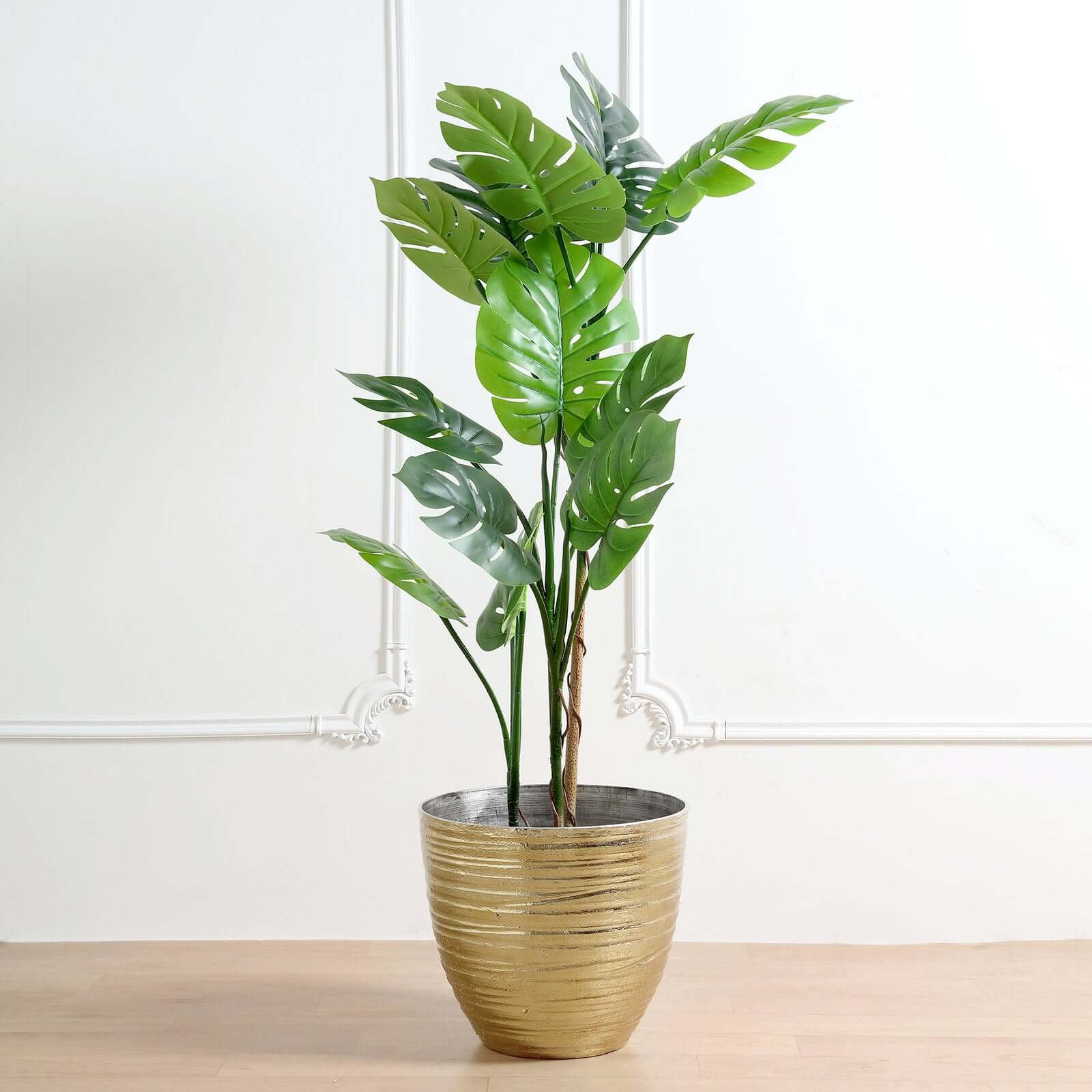 Efavormart 14" Dia Large Metallic Gold Planter, Decorative Indoor/Garden Pots For Flowers and Greenery