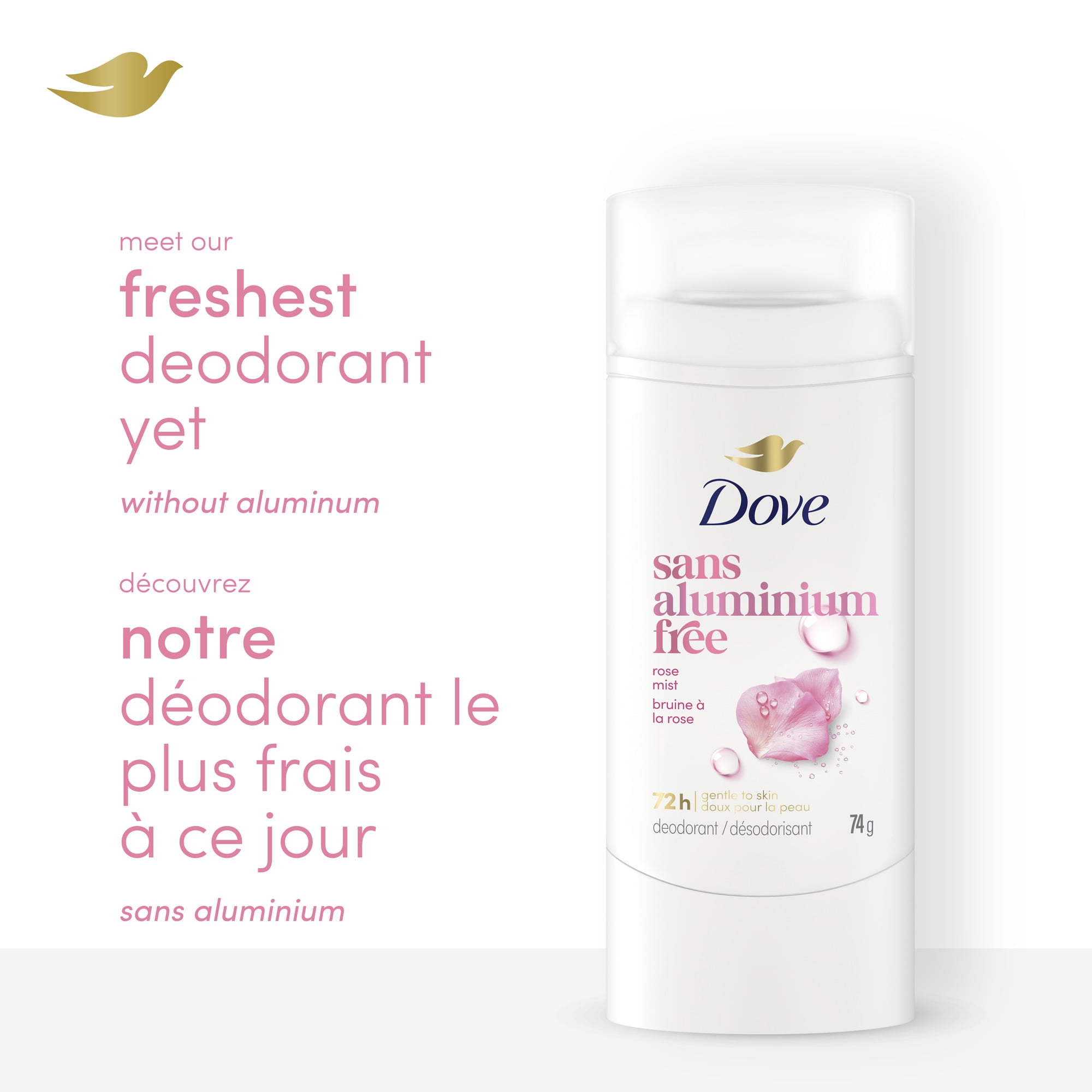 Dove Deodorant Stick, 72h Rose Mist, Gentle & Hydrating, 74g