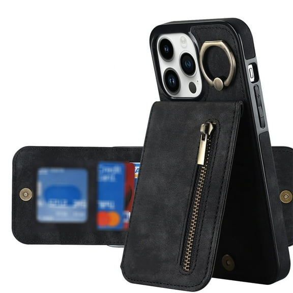 Case For IPhone 16 Pro Max/16 Pro/16 Plus/16, Ring Stand Cover RFID Blocking Wallet Shell All-round Protection Case