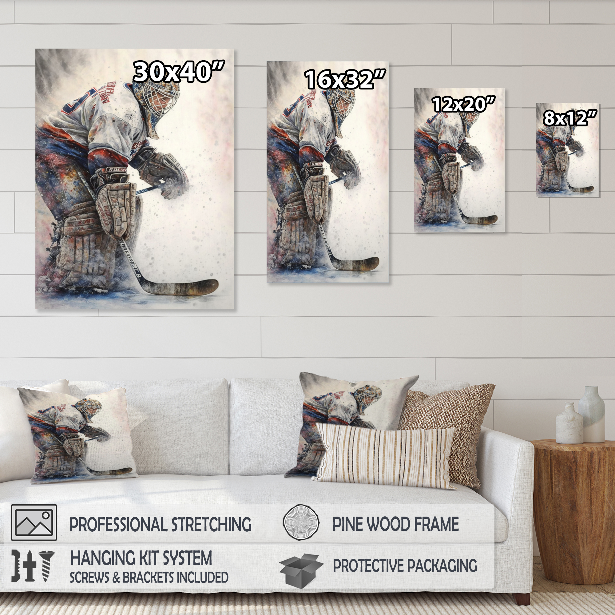 Designart Goal Keeper During Hockey Game II Canvas Wall Art