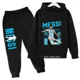 thumbnail image 2 of Ropa infantil con estampado de avatar de Messi, sudaderas con capucha y pantalones de otoño e invierno para niños, trajes casuales de 2 piezas para niños y niñas, 2 of 5