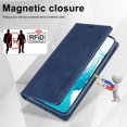 thumbnail image 4 of ELEHOLD Luxury Wallet Case for Samsung Galaxy S23 Ultra, Magnetic PU Leather RFID Blocking Card Slots Kickstand Shockproof Protection Cover ,Blue, 4 of 7