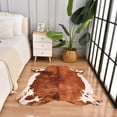 thumbnail image 6 of Noahas Faux Cowhide Rug Cow Print Area Rug for Bedroom Living Room Home Decor Western Floor Carpet,5.2'x6.2',Khaki & Brown, 6 of 6