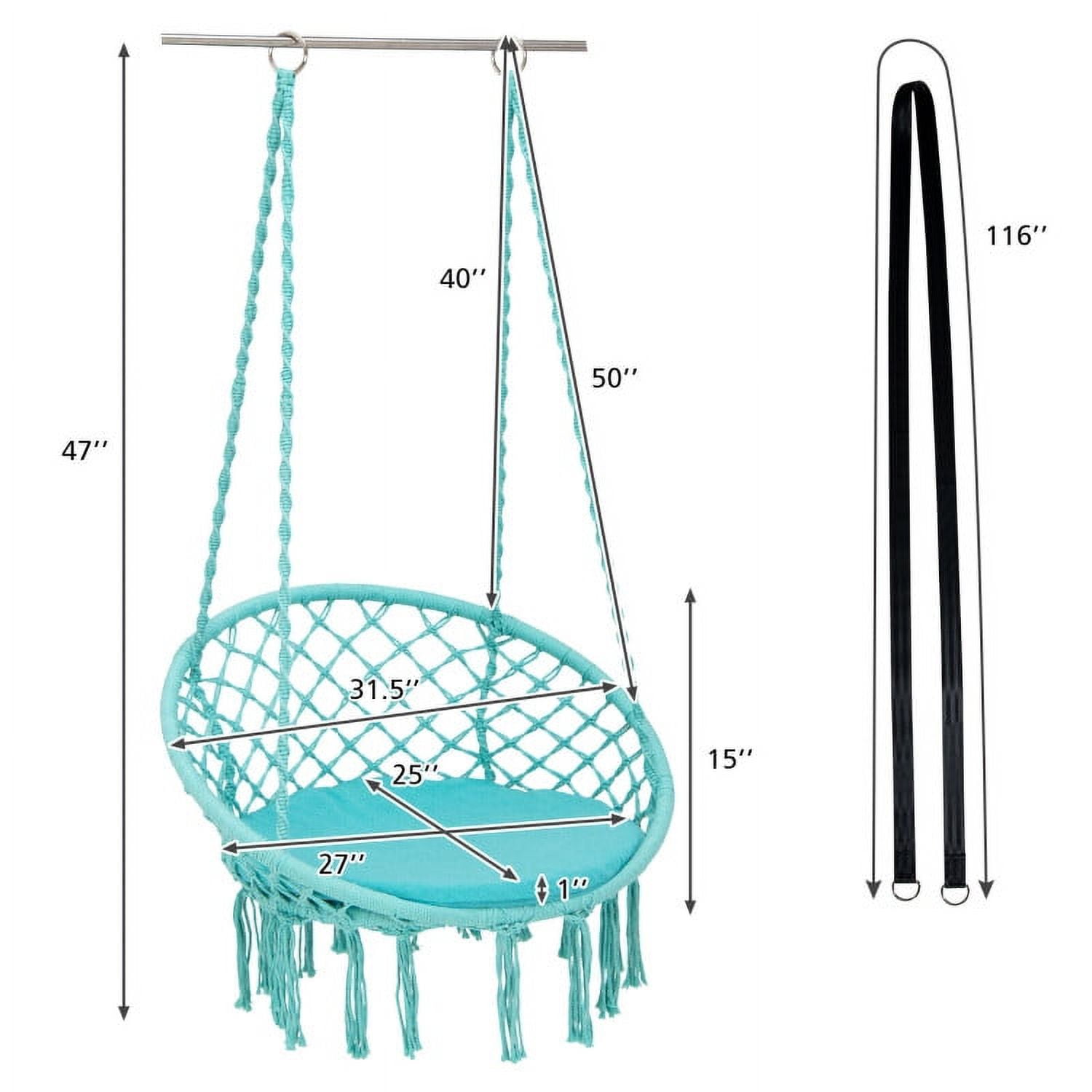 Aimee Lii Cushioned Hammock Swing Chair with Hanging Kit, Comfy Outdoor Chair, Turquoise Aimee Lii Cushioned Hammock Swing Chair with Hanging Kit, Comfy Outdoor Chair, Turquoise