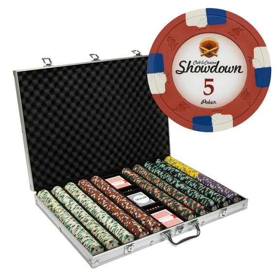Playzaic 1000-piece Aluminum Showdown Poker Chip Case - 13.5-gram Heavy Clay Composite Set