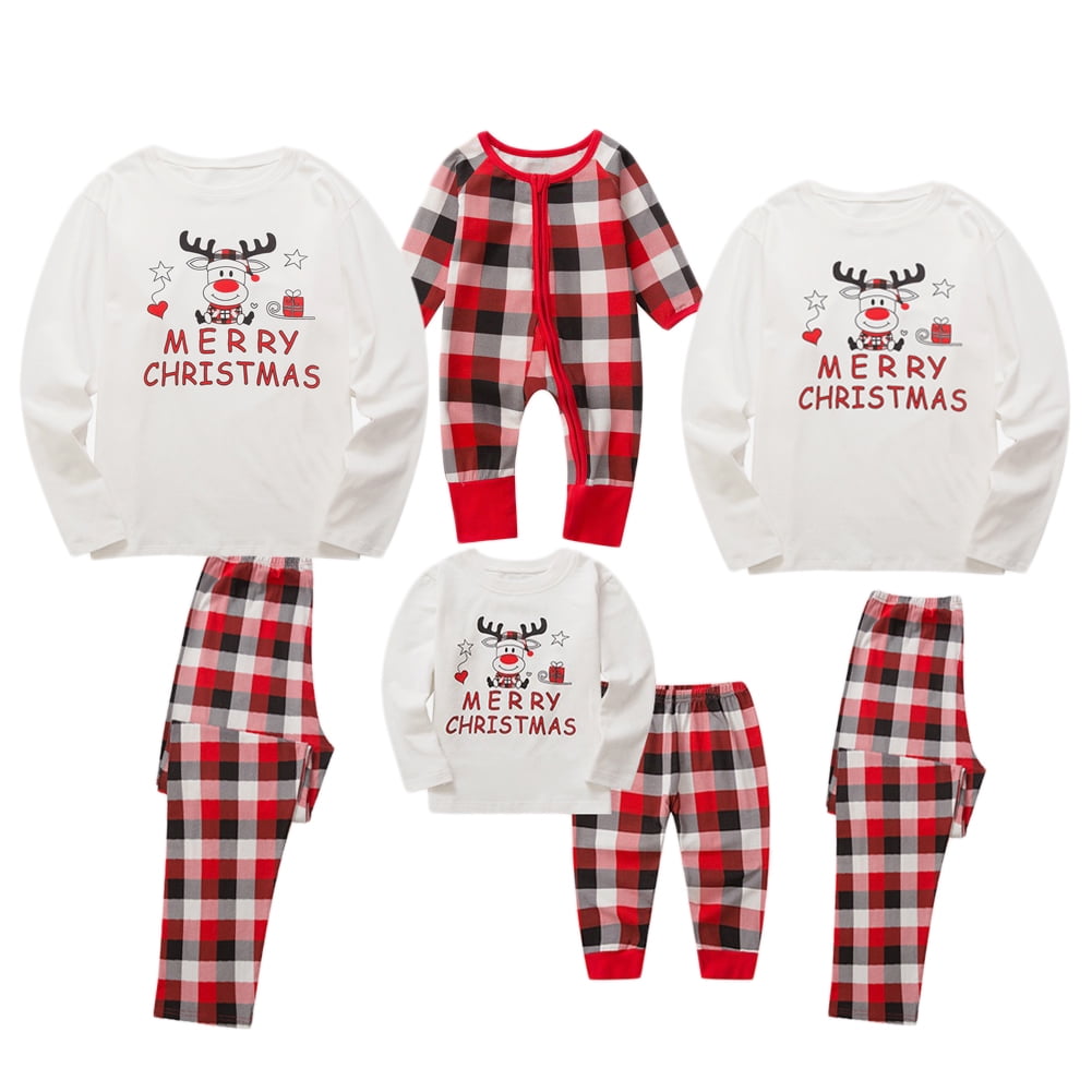 SYNPOS Family Matching Pajamas Dad Mom Kids Baby Christmas Rudolph ...