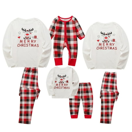 

SYNPOS Family Matching Pajamas Dad Mom Kids Baby Christmas Rudolph Sleepwear
