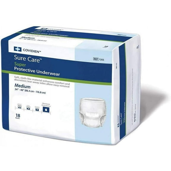 Sure Care Super Protective Underwear, Unisex, Heavy Absorbency, Medium, 72 Count