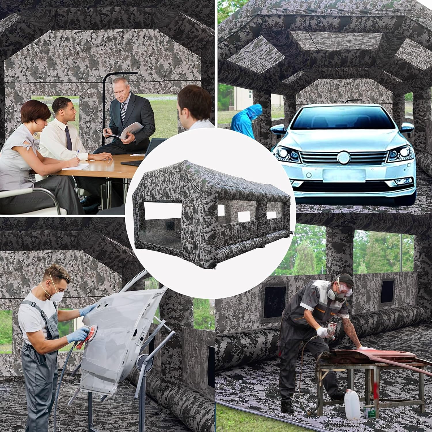Inflatable Paint Booth 20x13x9FT Large Inflatable Spray Booth Tent with Air Filter System Air Blower for DIY Spray Car Parts Painting Workstation Motorcycle Garage