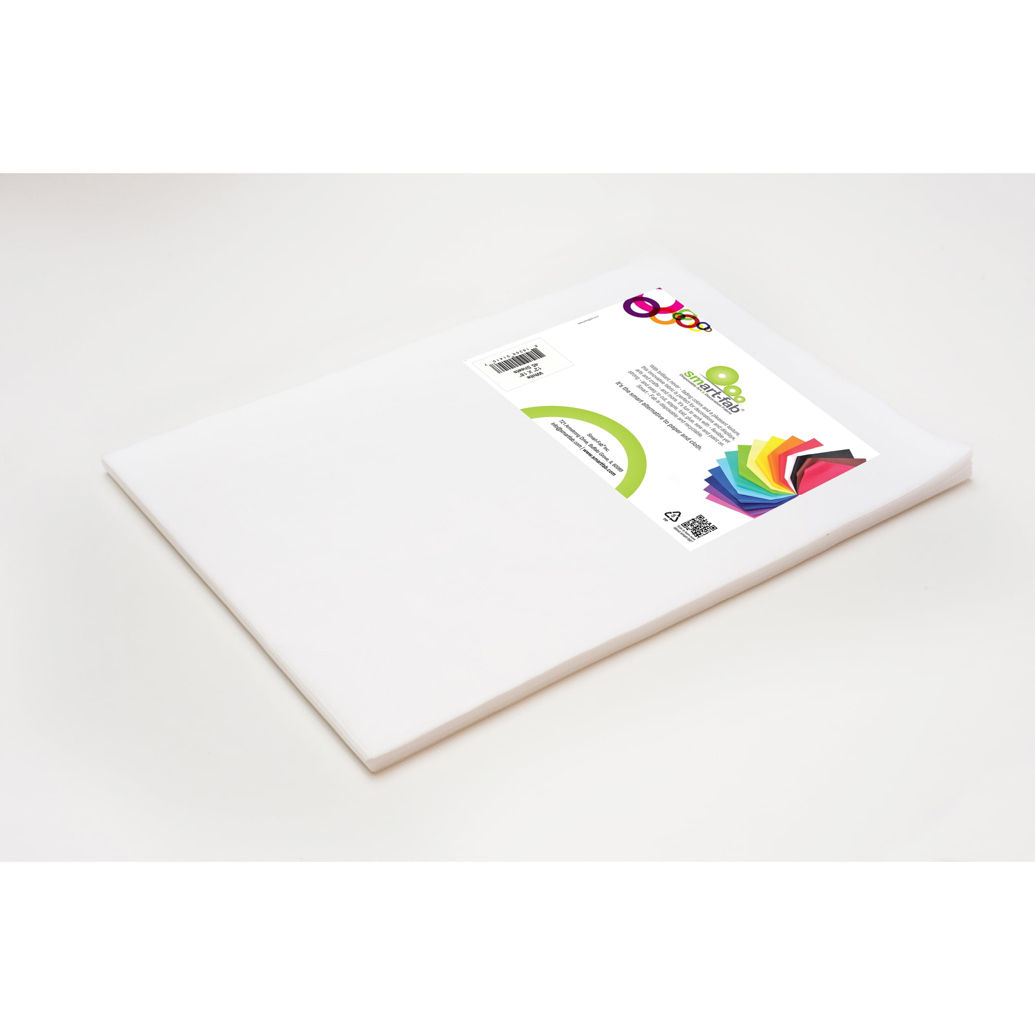 Smart-Fab Art & Decoration Fabric Sheets, 12" x 18", White, 45 Sheets Per Pack, 2 Packs