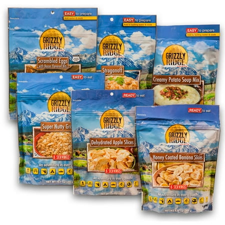 Grizzly Ridge 3-Day Camping Food Assortment, (Pack of 6)