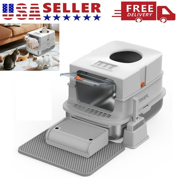 XXL Stainless Steel Cat Litter Box with Extra Large Litter Pan with High Side