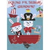 Designer Greetings Cute Pirate Bunnies Holding Treasure Map in Rowboat Juvenile Easter Card for Young Grandson