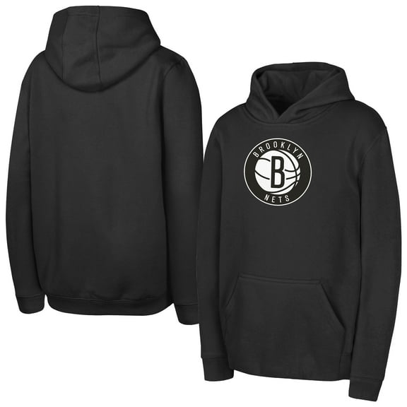 Youth Outerstuff  Black Brooklyn Nets Logo Fleece Hoodie