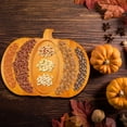 thumbnail image 5 of Halloween Large Pumpkin Wooden Serving Platter 8.7x11.4 in Rustic Pumpkin Snack Fruit Meat Cheese Board Charcuterie Board Sectional Dish Plate for Thanksgiving Halloween Decorations, 5 of 6