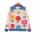 thumbnail image 4 of QASIEATN Long Sleeve Tops for Women Casual Lapel Denim Stitching Pullover Sweatshirt Spring Fall Fashion Clothing, 4 of 8