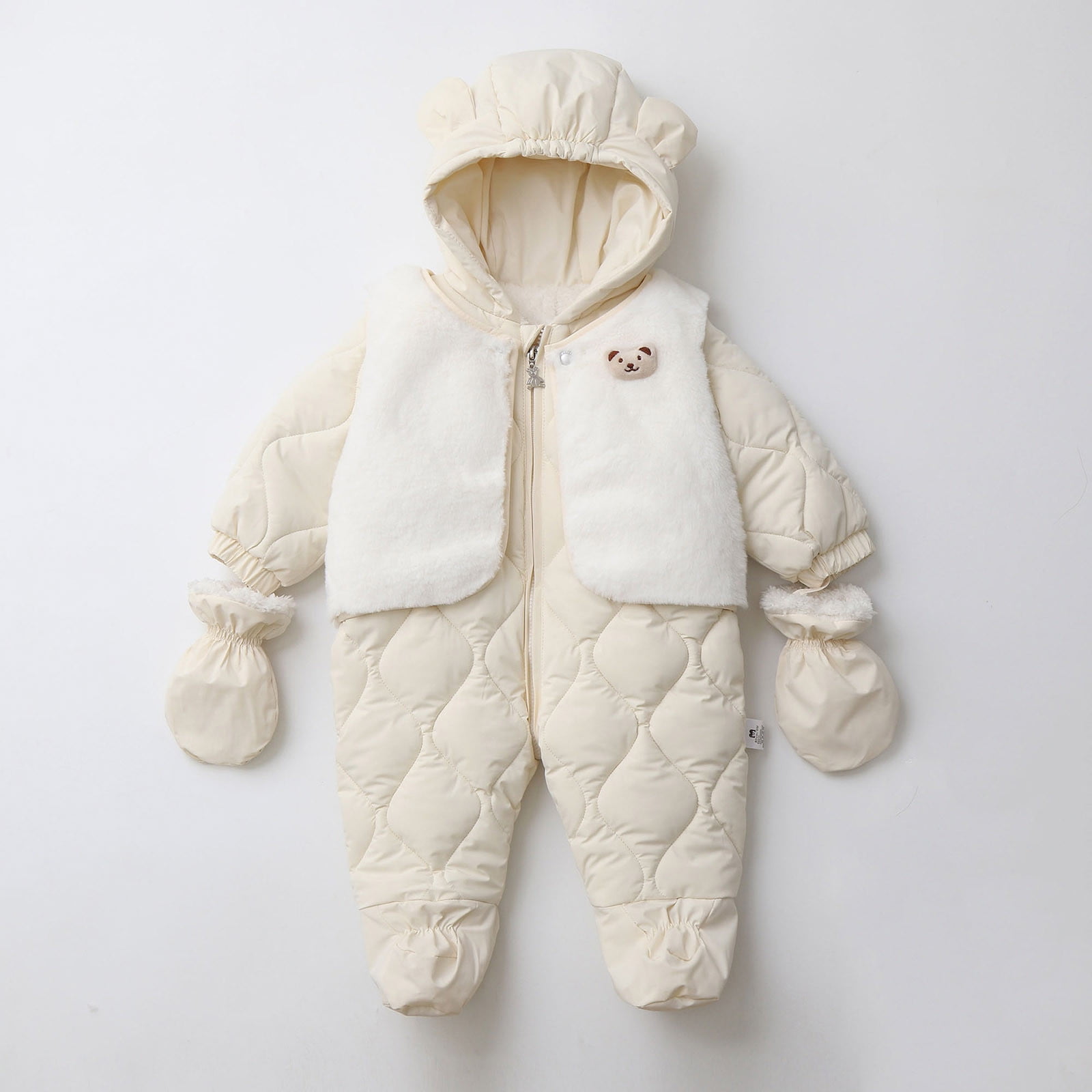 RMGVDSD Baby Winter Snowsuit Coat Romper Thermal Insulated Soft Hooded Footed Onesie Outwear Warm Jumpsuit Bodysuit For Girl Boy Party Fashionable 1-2 Years