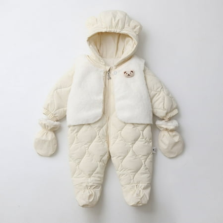 HUITKMM Baby Girl Bodysuits Baby Girls Winter Bodysuits 2 Pack Thermal Insulated Soft Romper Outfits Warm Outwear for Toddler for Babies 6 Months To 2 Years 1-2 Years