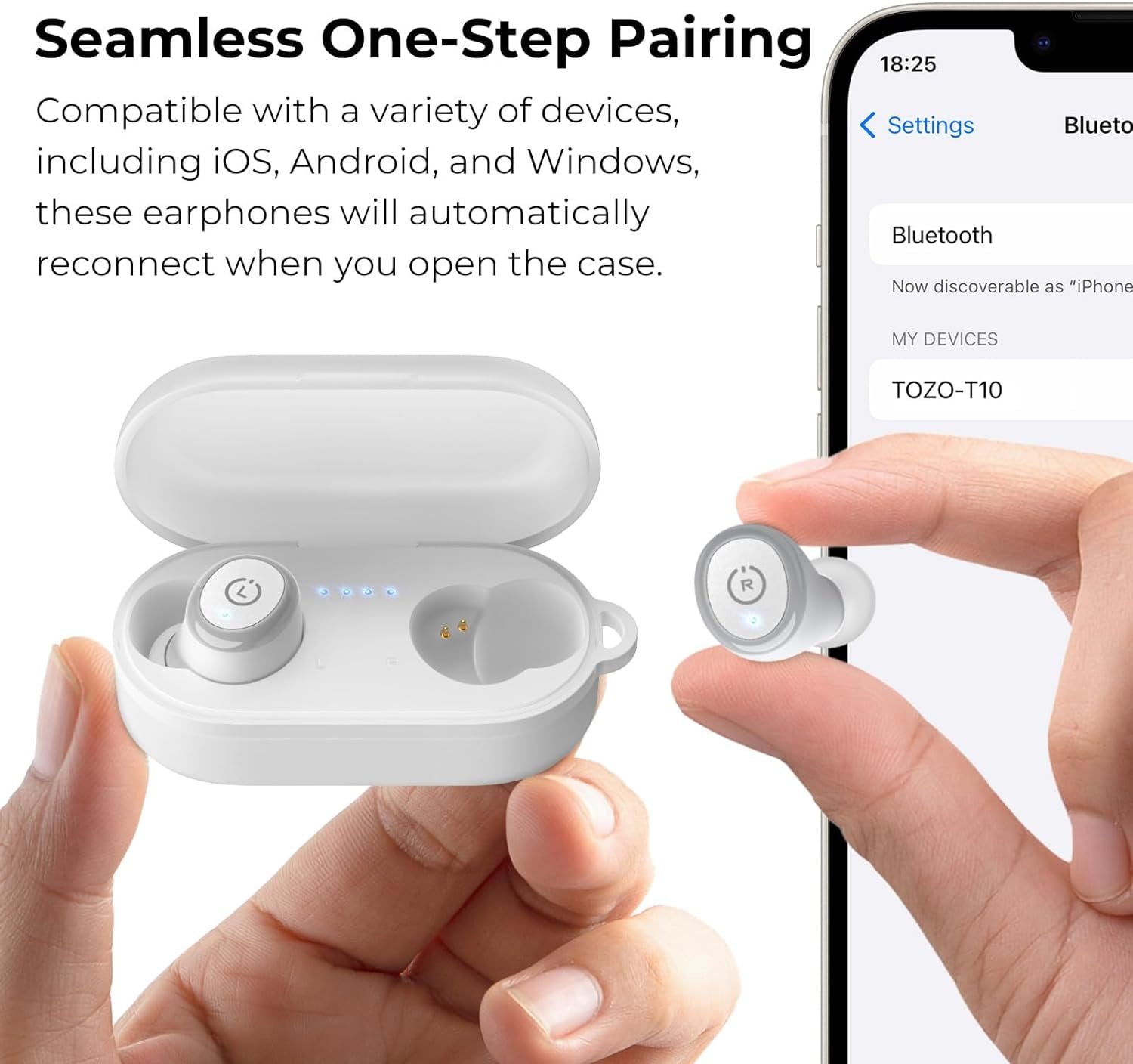 Pink Earbuds TOZO T10 Bluetooth Wireless Earbuds With Wireless