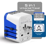Ceptics Universal Travel Adapter Plug World Power W/ 4 USB Ports - Charge Cell Phones, Smart Watches, iPhones - For International Europe, China, UK, UAE, Australia - Type A, C, G, I